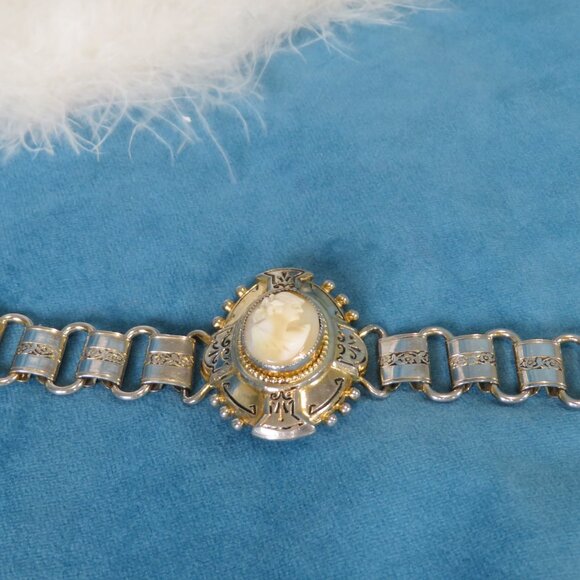 Vintage Victoria 1910 cameo Bracelet with damascene link - Picture 4 of 8